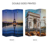 Double-Sided Paris Eiffel Tower & Arc de Triomphe Canvas Room Divider, 4 Panels, 70" H x 63" L